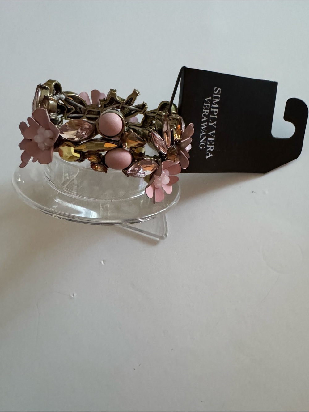 Simply Vera Vera Wang Pink Floral Crystal Stretch Bracelet